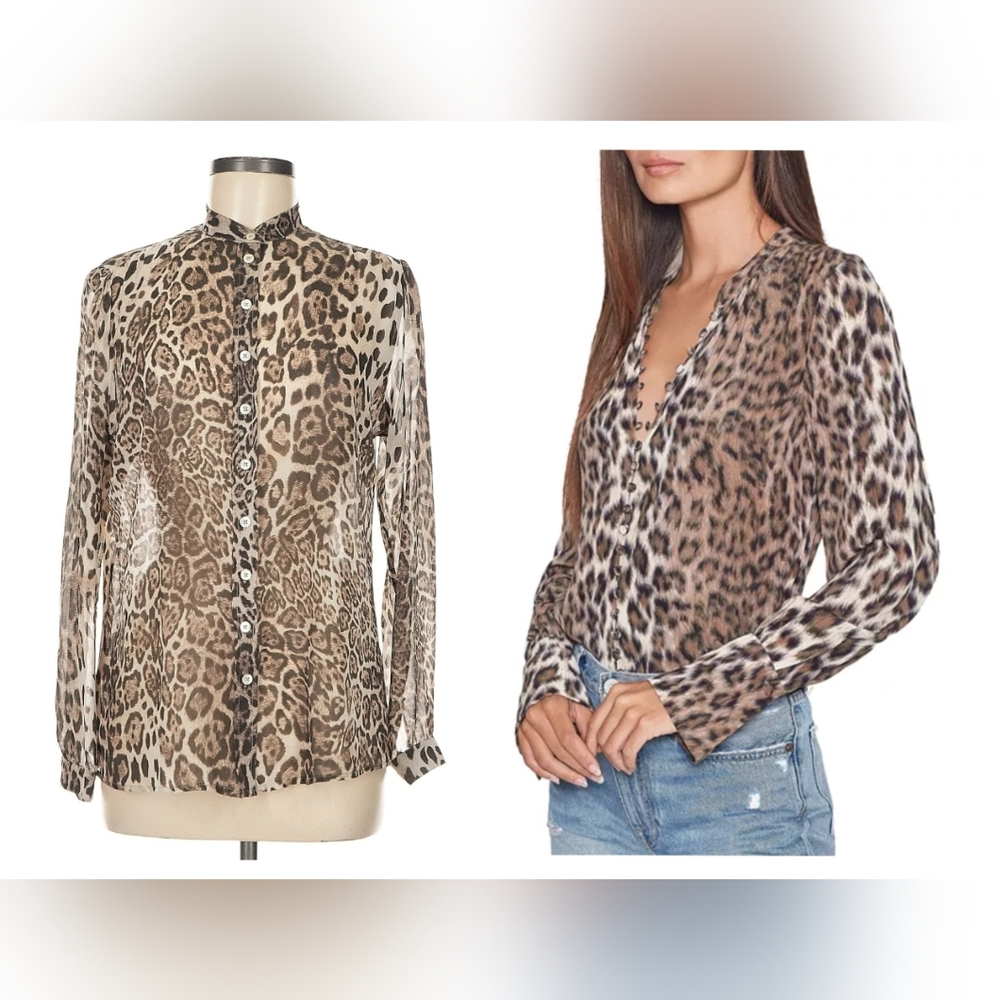 Taylor Leopard Print Blouse - Brown and Cream